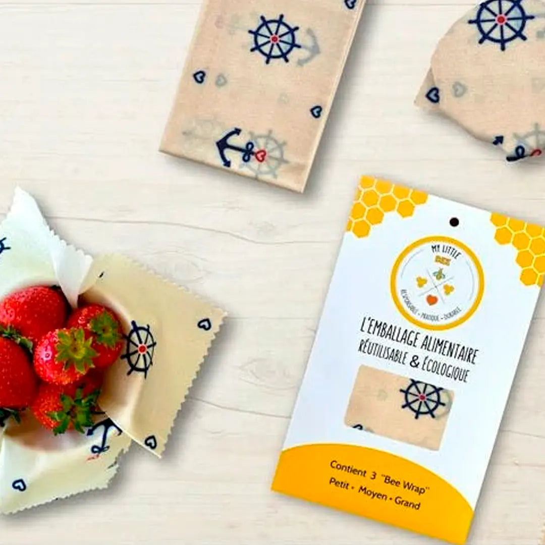 Pack de 3 envoltorios ecológicos para alimentos - Bee Wrap Marin