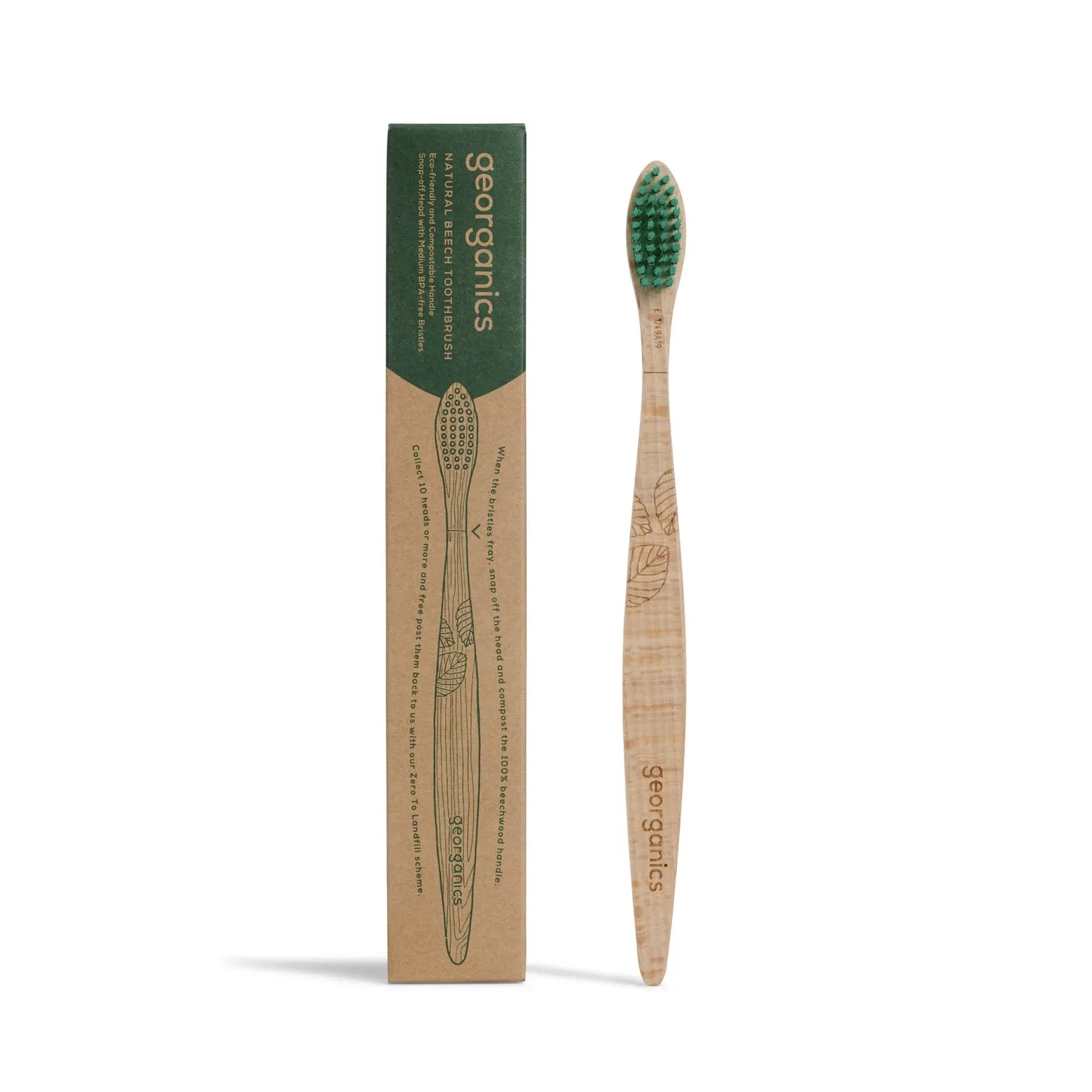 Medium adult beech wood toothbrush